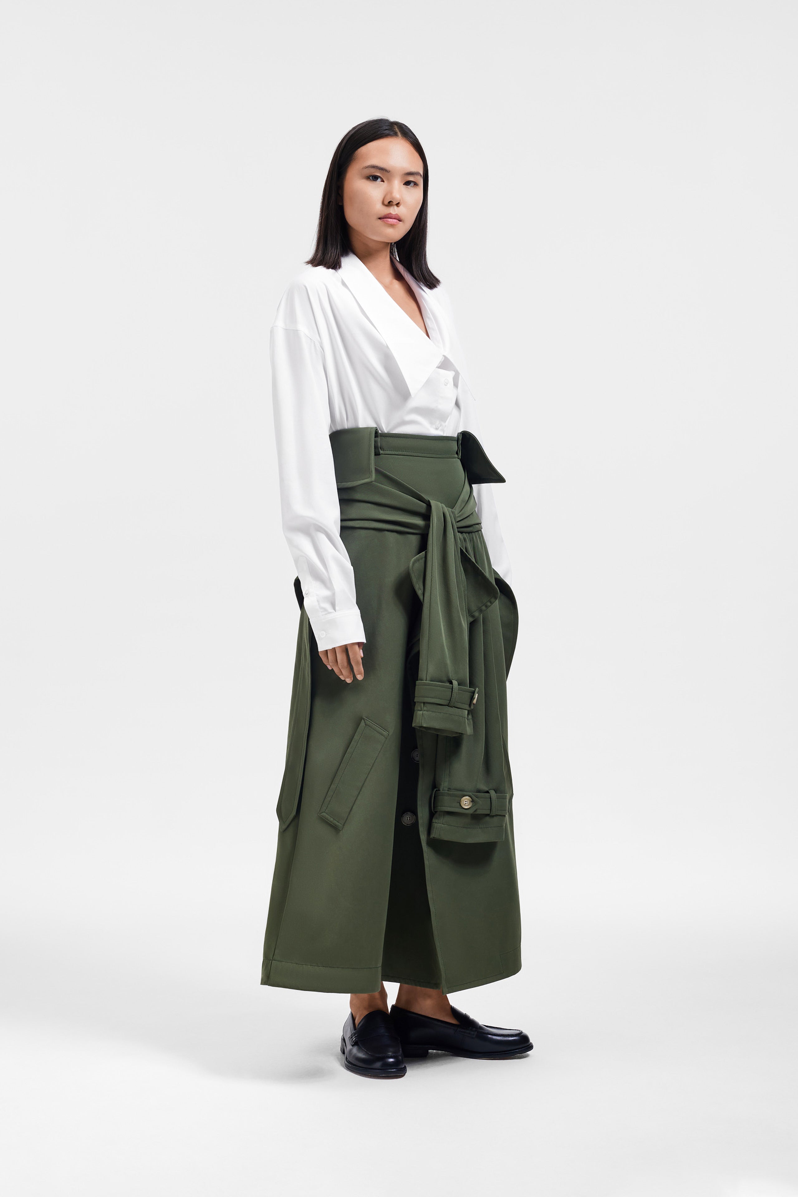 MIDIROK MET GEKNOOPTE MOUWEN