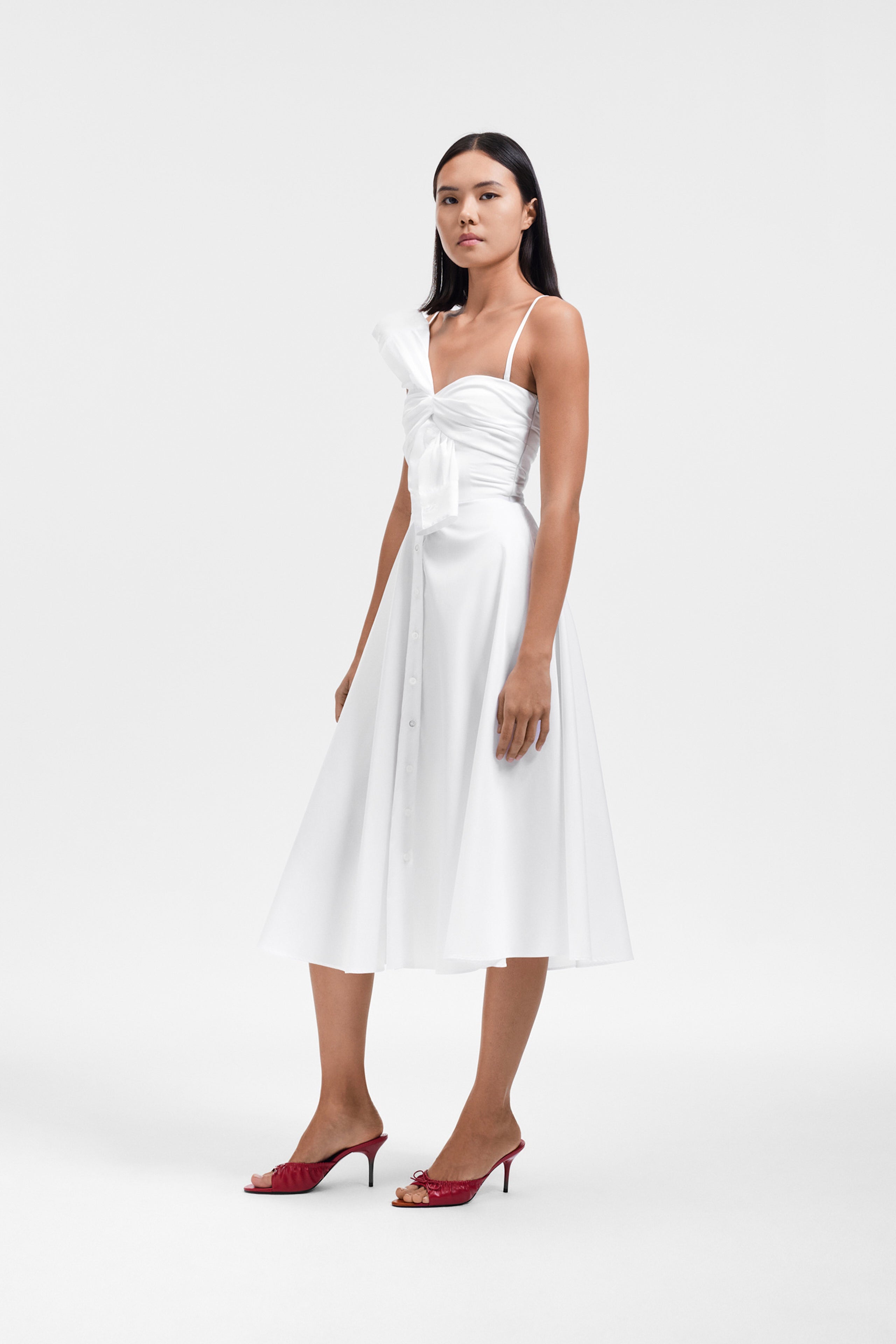 SLEEVE TIE POPLIN DRESS