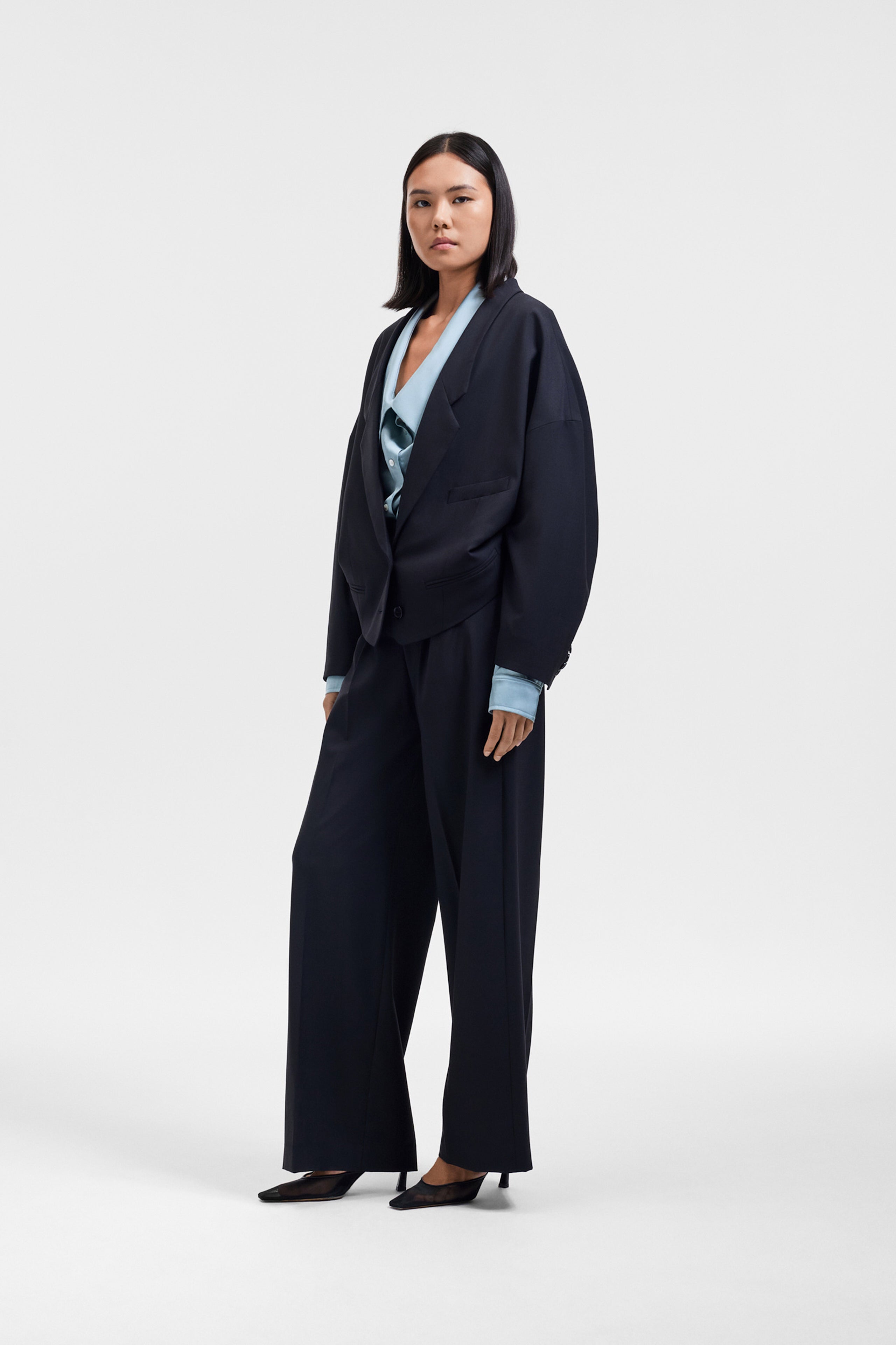 DRAGGED WOOL-BLEND BLAZER