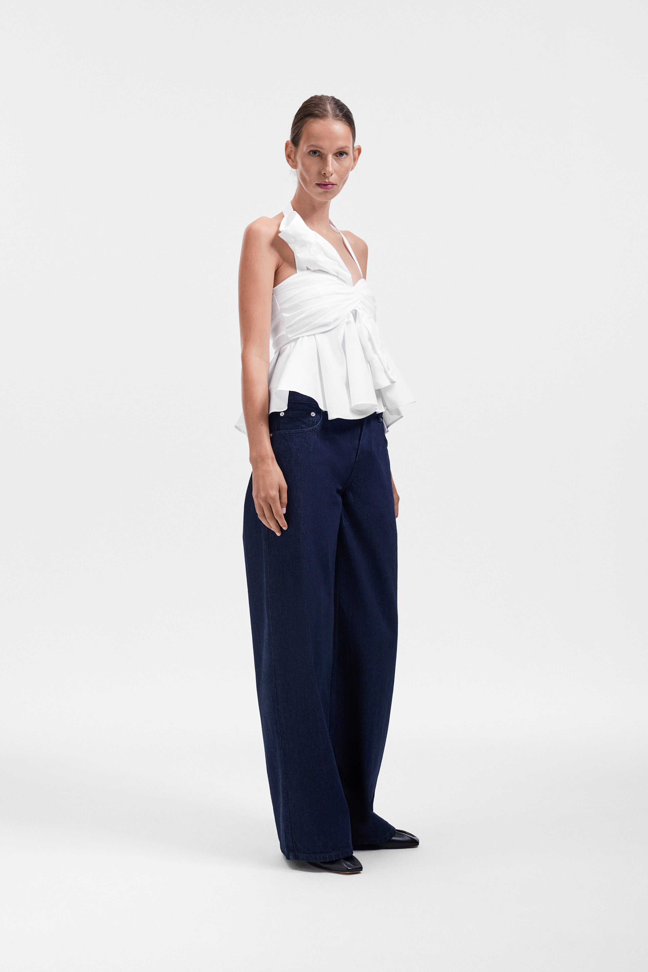 SLEEVE TIE POPLIN TOP