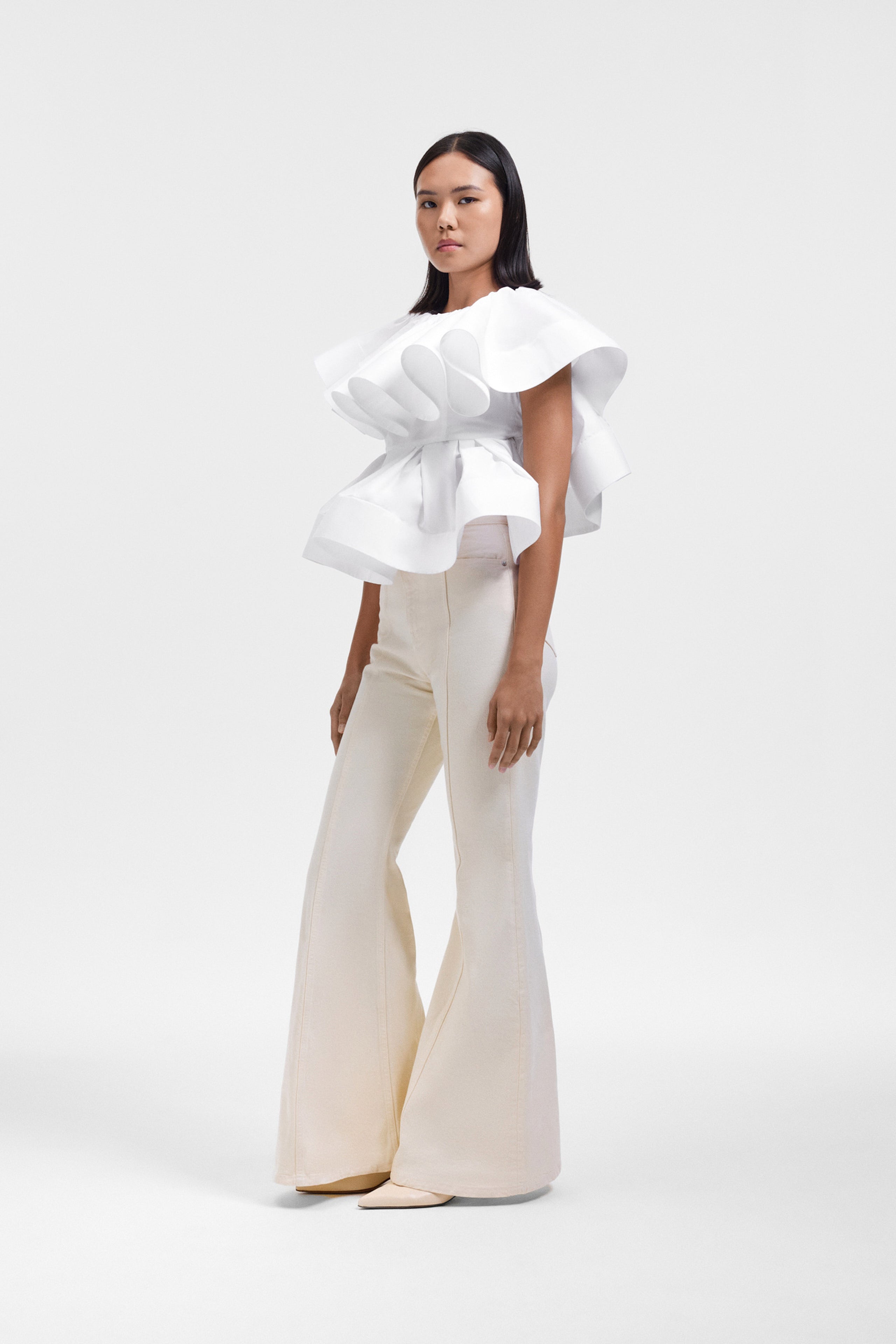 VOLANT DETAIL POPLIN TOP