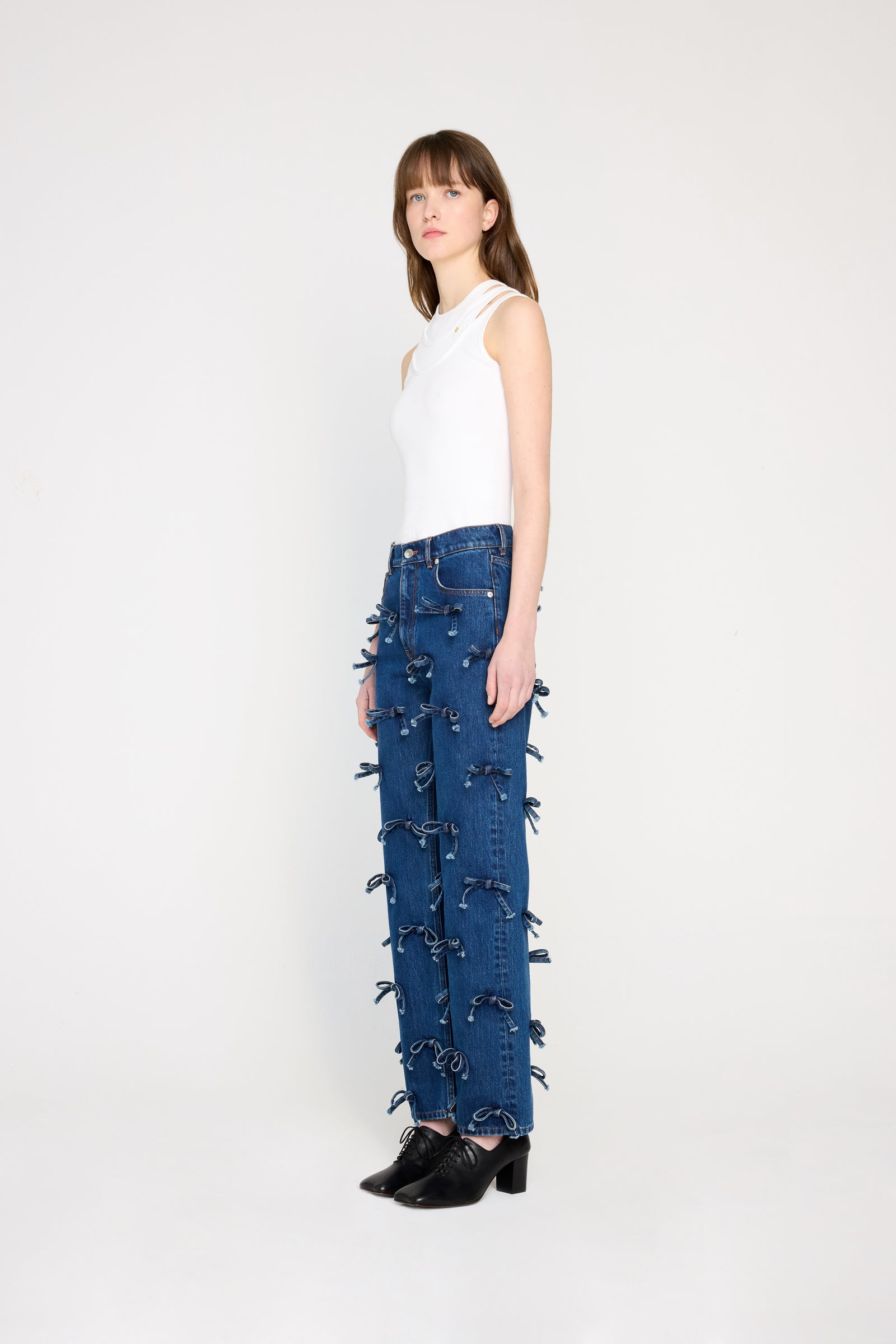 BOW DENIM TROUSERS