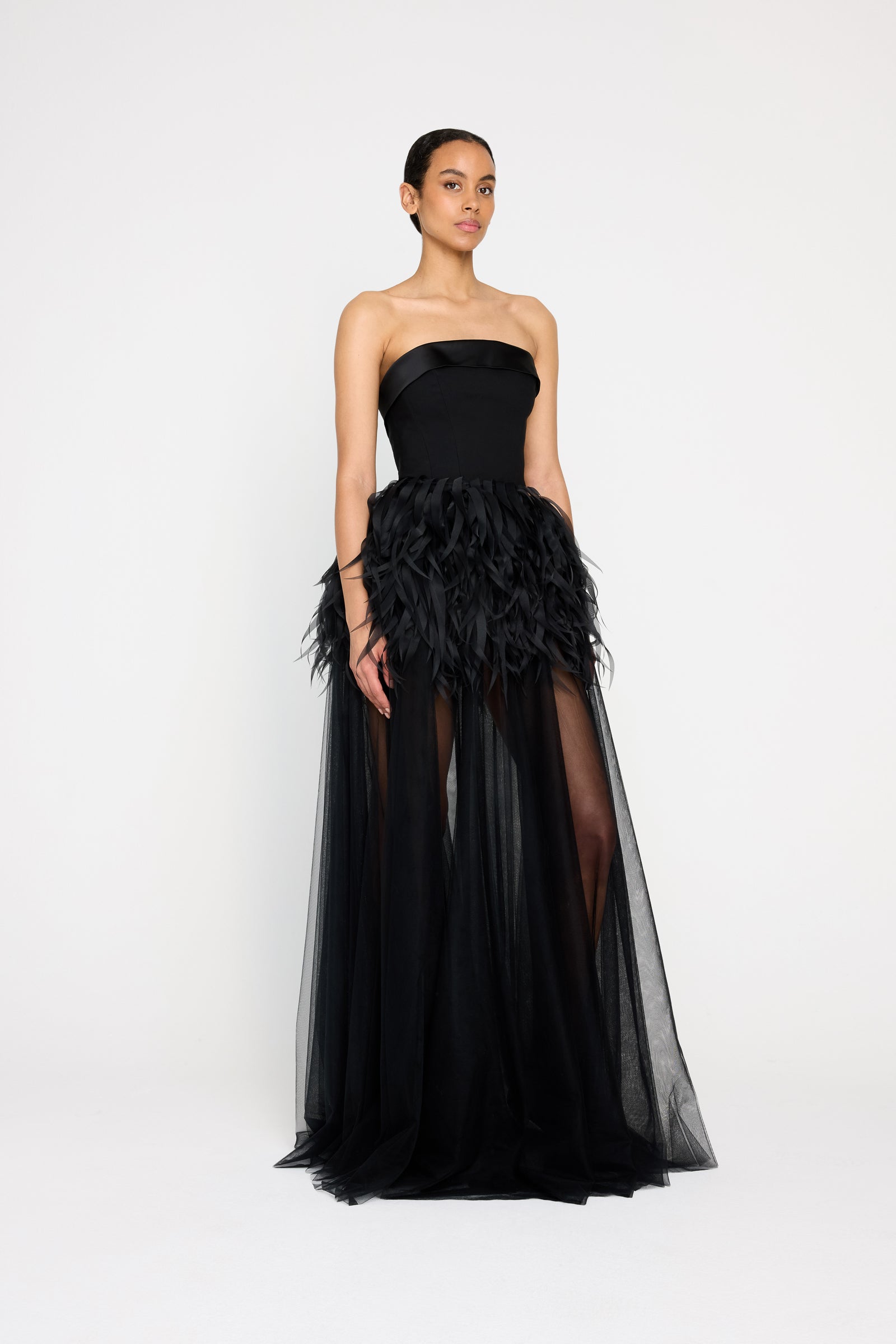FEATHER HIP GOWN