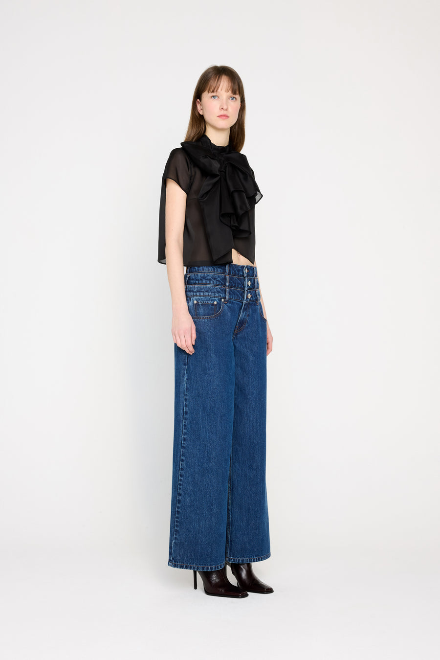 BOW VOLANT ORGANZA TOP