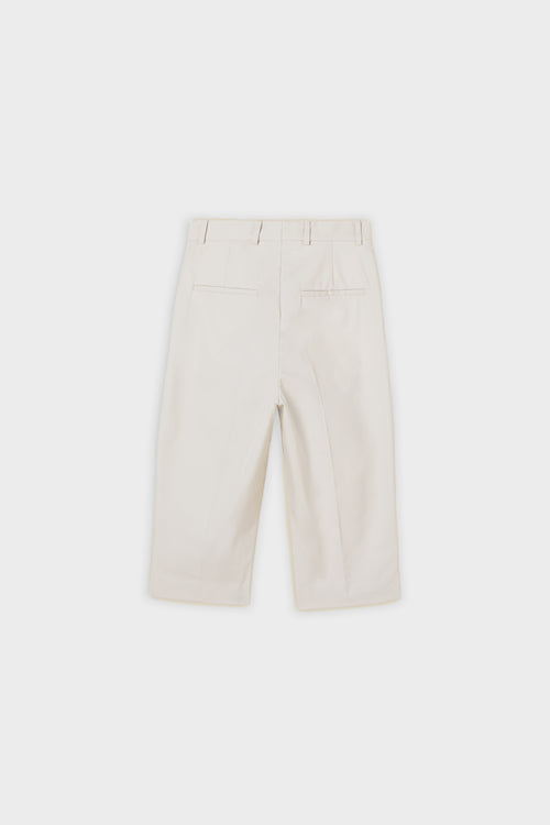 Grey capri pants on a white background.