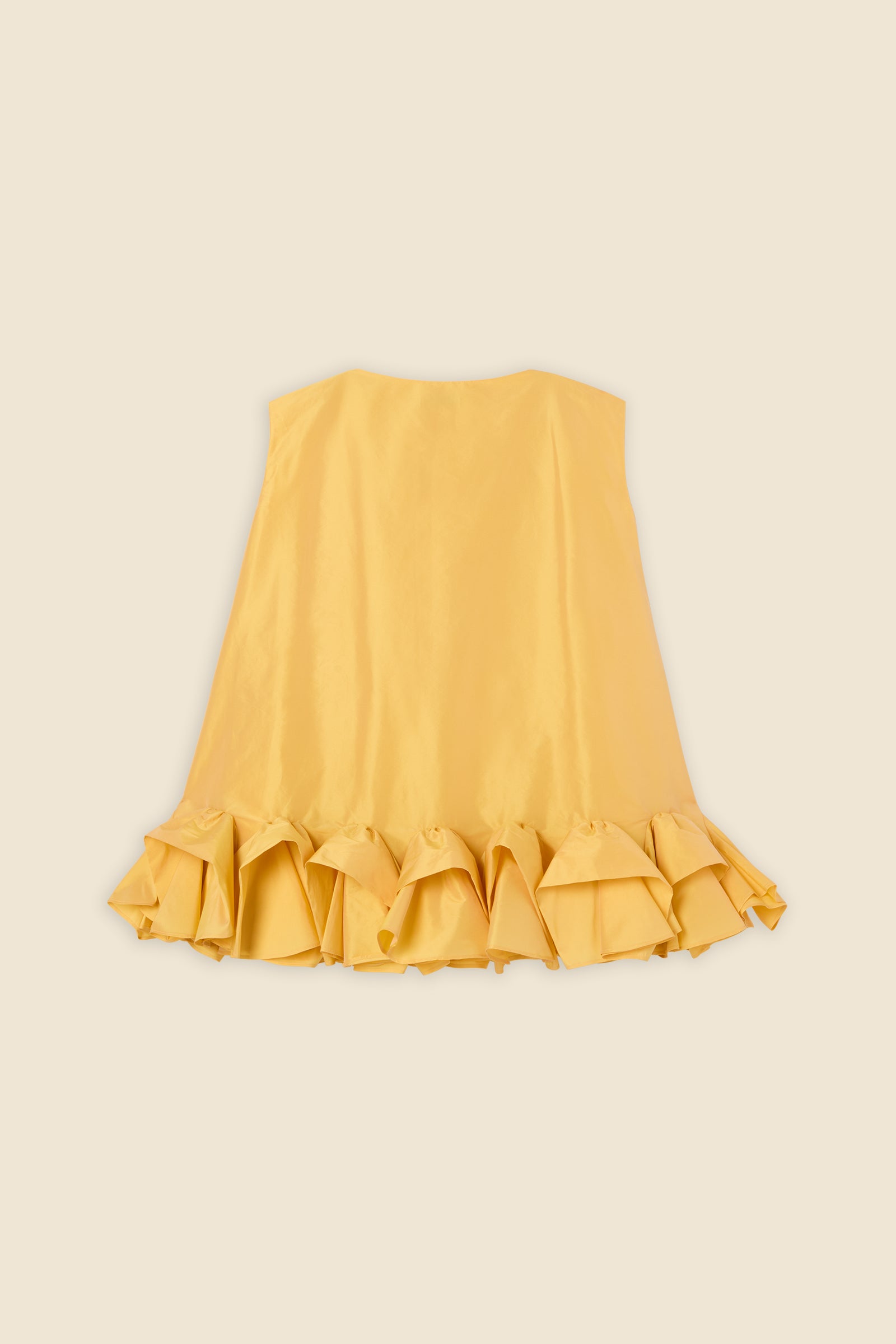 The craftmanship of the dress reinterprets classic haute couture tuck ups into a modern silhouette from silk-blend taffeta