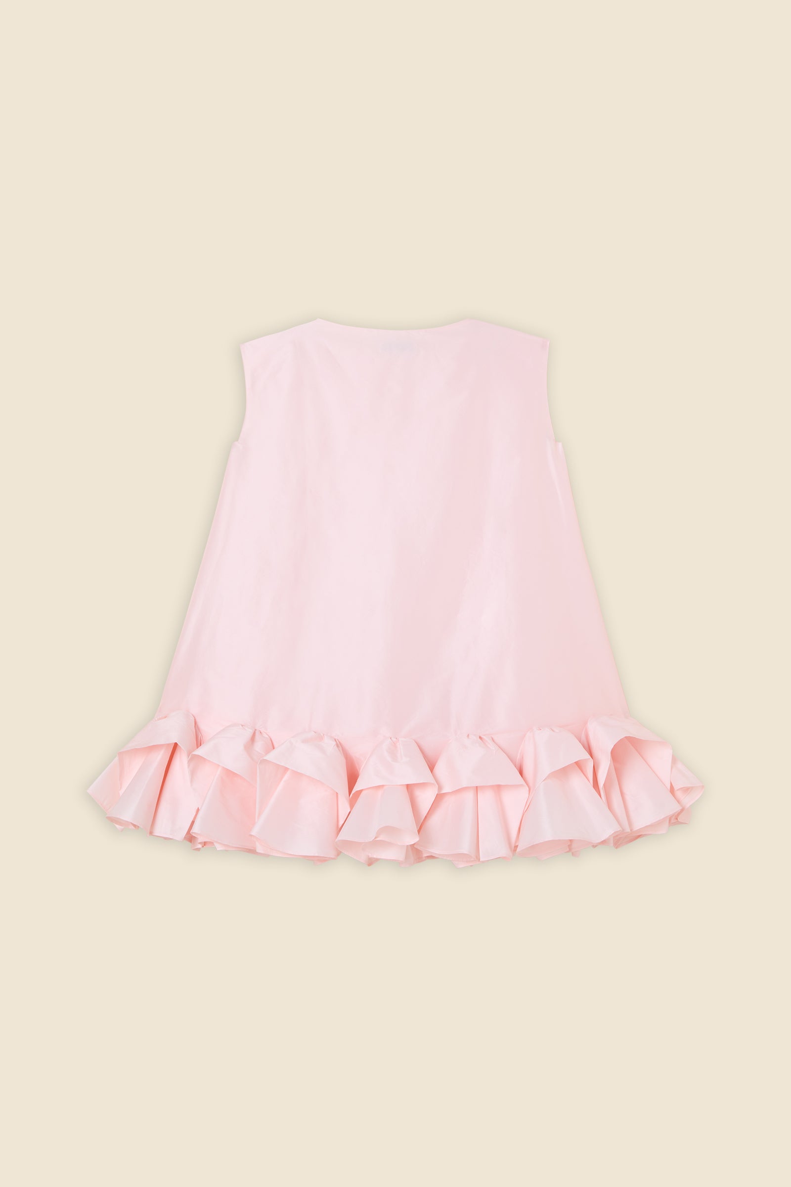 The craftmanship of the dress reinterprets classic haute couture tuck ups into a modern silhouette from silk-blend taffeta