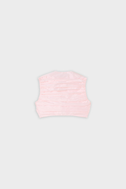 PLEATED TAFFETA CROPPED TOP