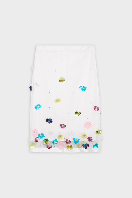 EMBROIDERY SILK MIDI SKIRT