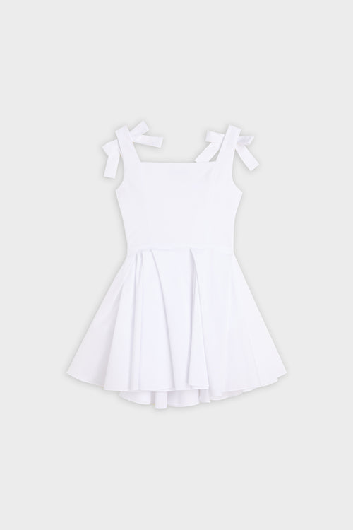 PLEATED POPLIN MINI DRESS