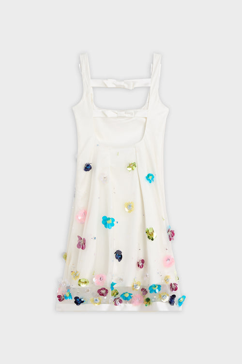 EMBROIDERY SILK MINI DRESS