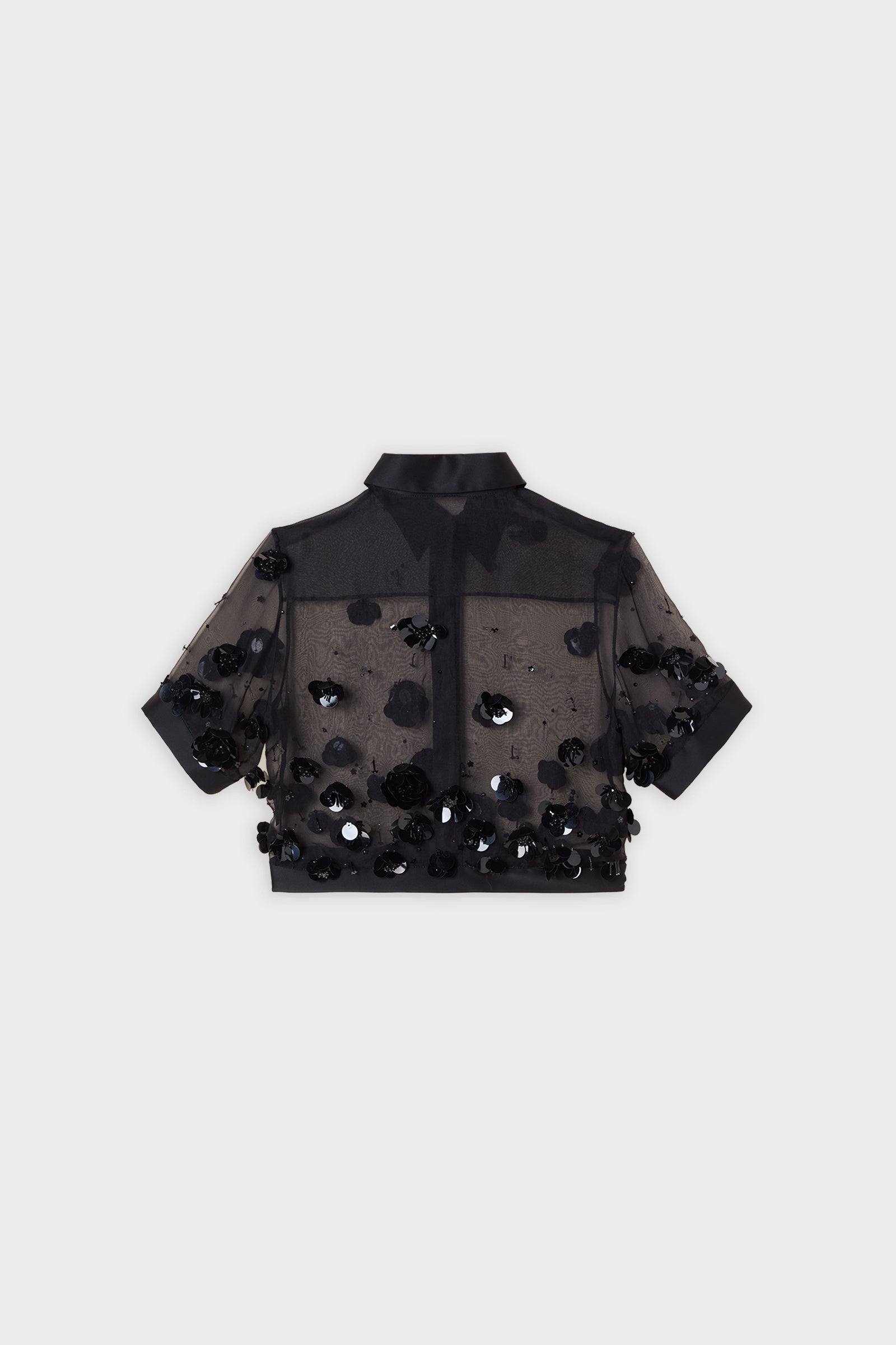 EMBROIDERY SILK CROPPED SHIRT