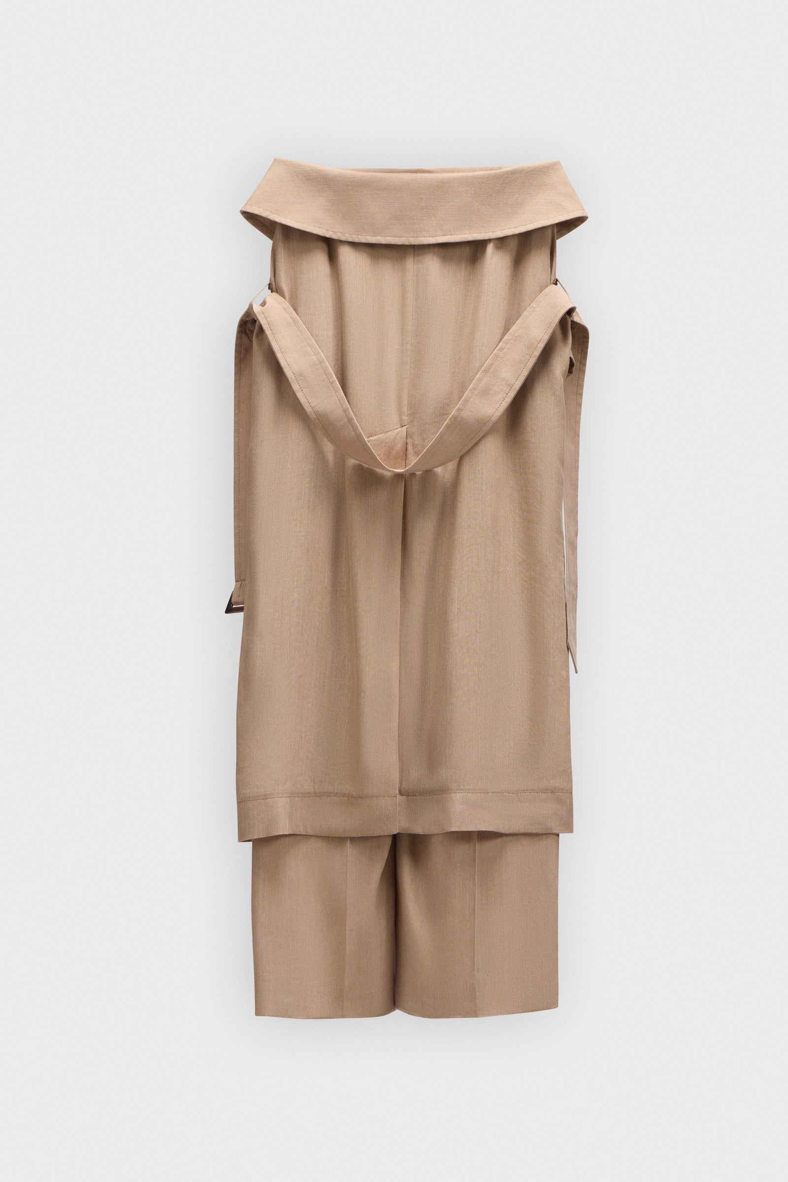 SLEEVE TIE LINEN-SILK BLEND WRAP TROUSERS