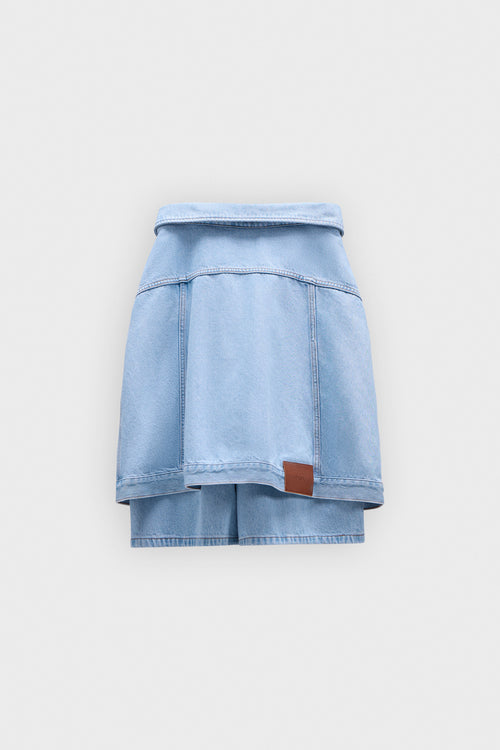 SLEEVE TIE DENIM SHORTS