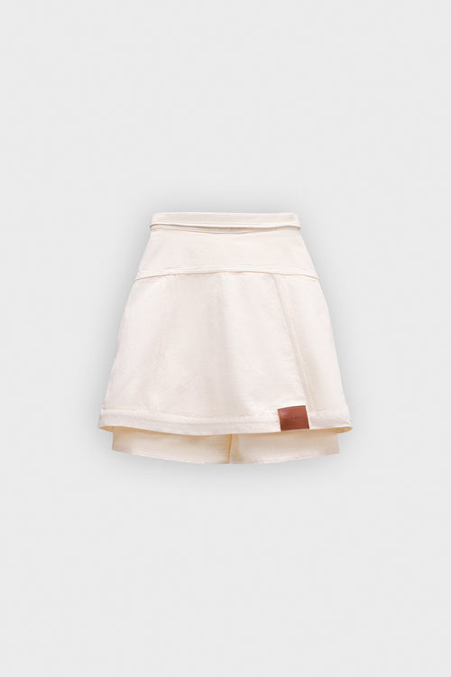 SLEEVE TIE DENIM SHORTS