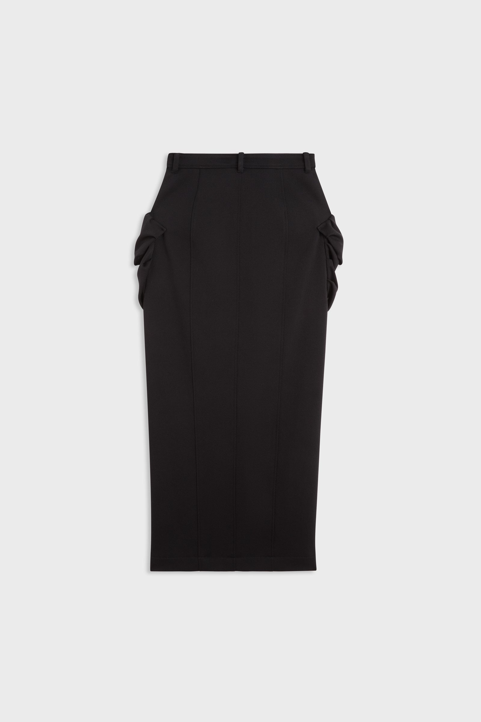 PLEATED POCKET MAXI PENCIL SKIRT