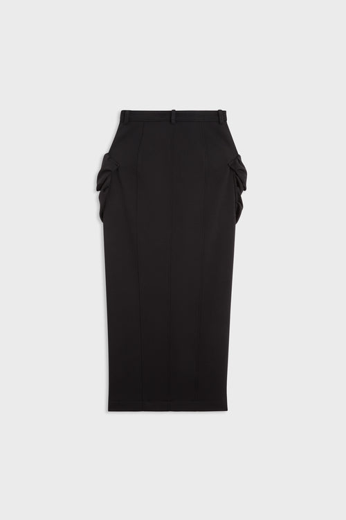 PLEATED POCKET MAXI PENCIL SKIRT