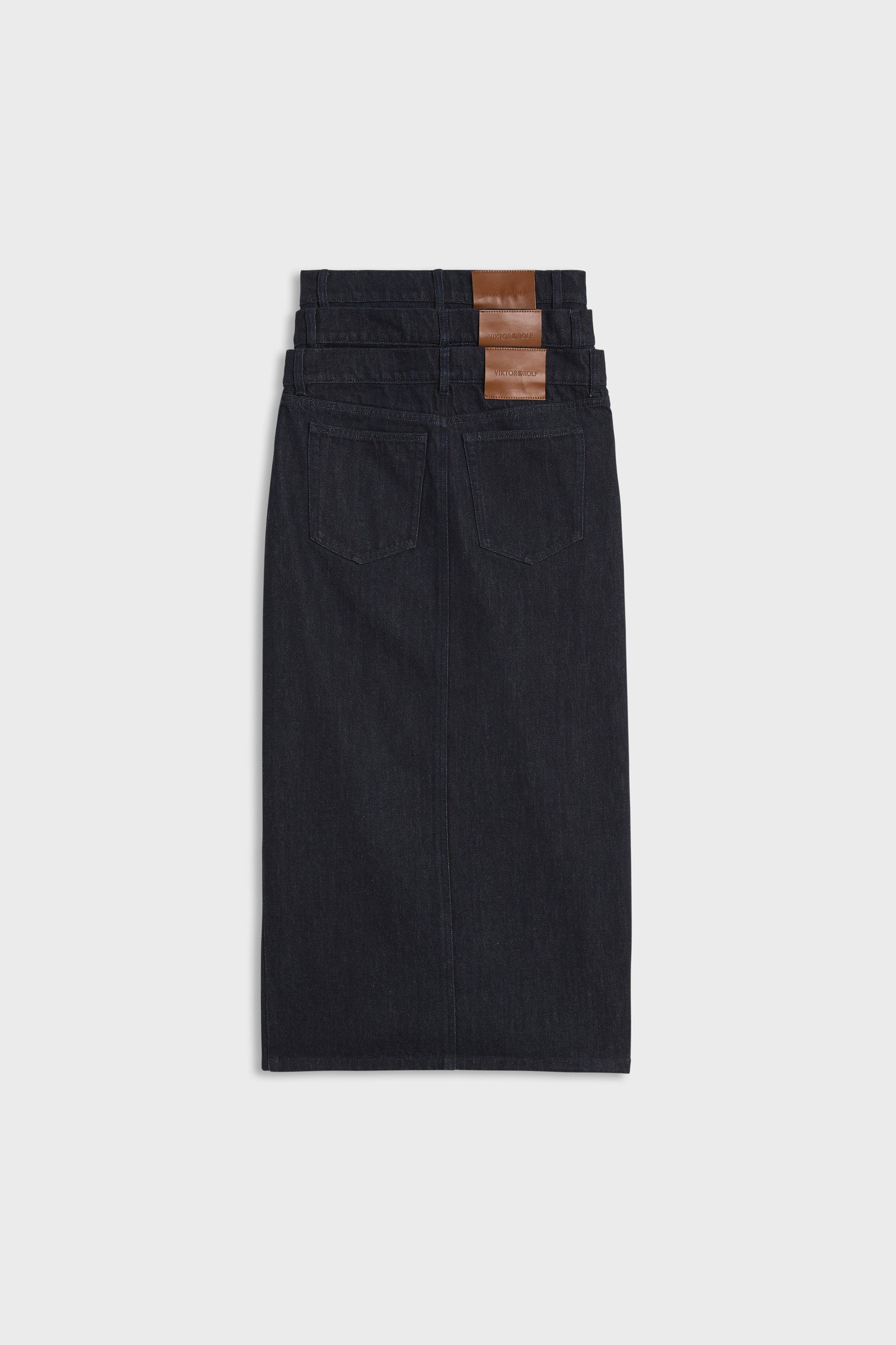 MULTI-LAYERED LONG DENIM SKIRT