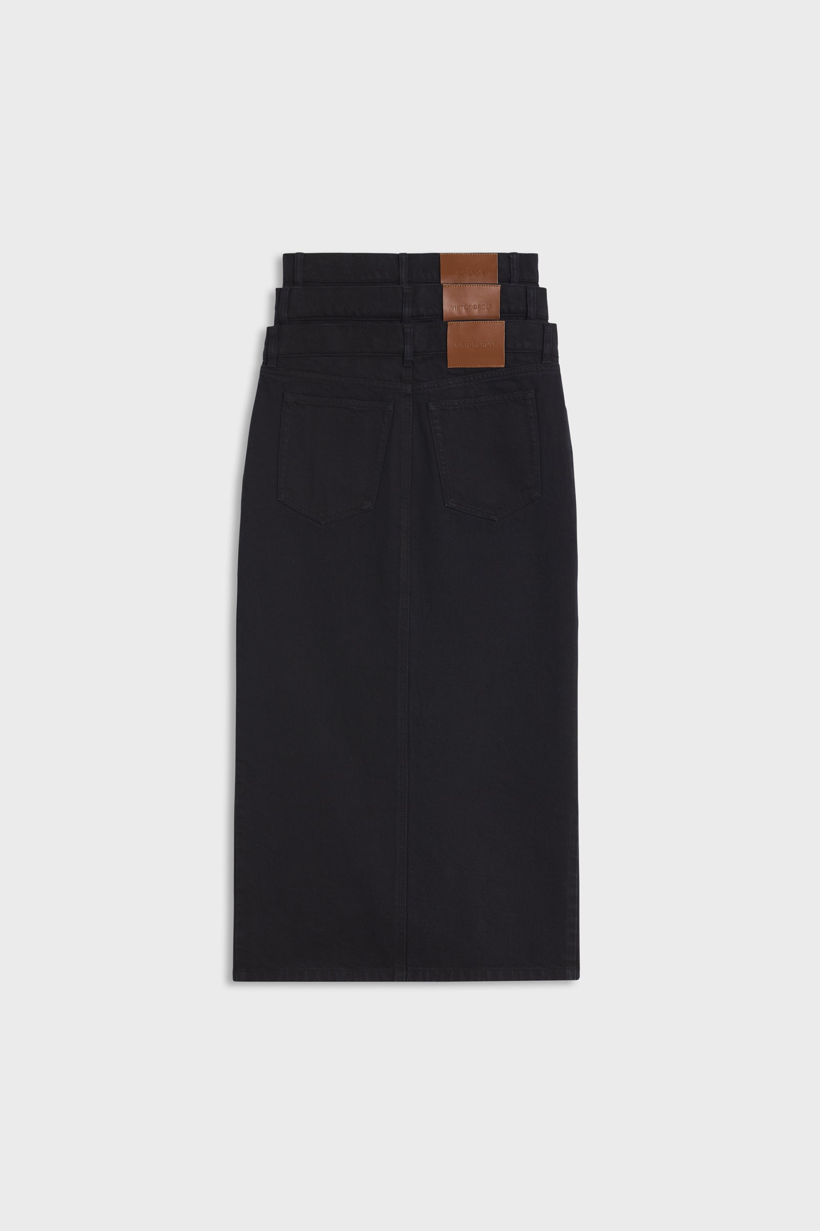 MULTI-LAYERED LONG DENIM SKIRT