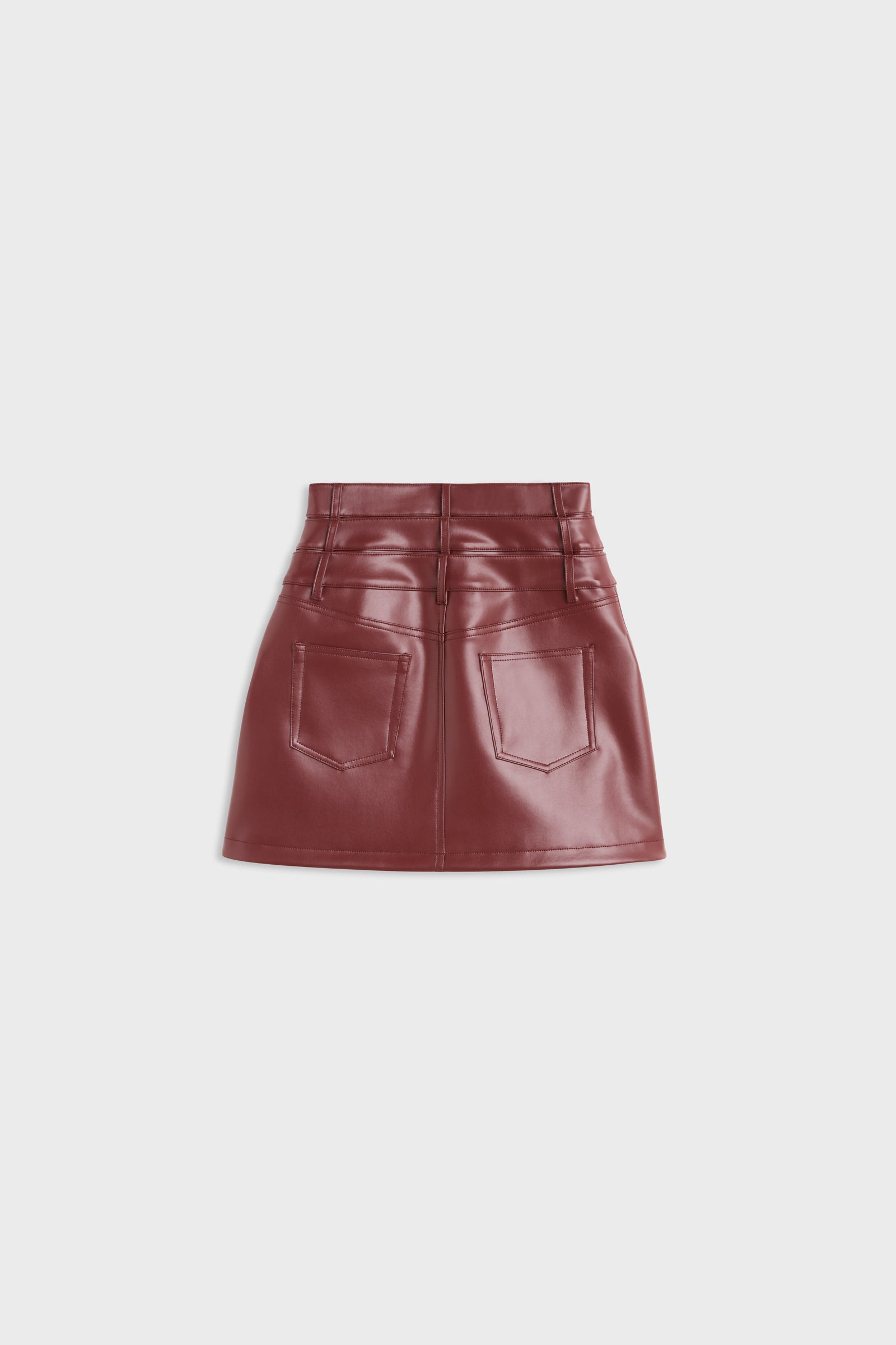 MULTI-LAYERED LEATHER MINI SKIRT