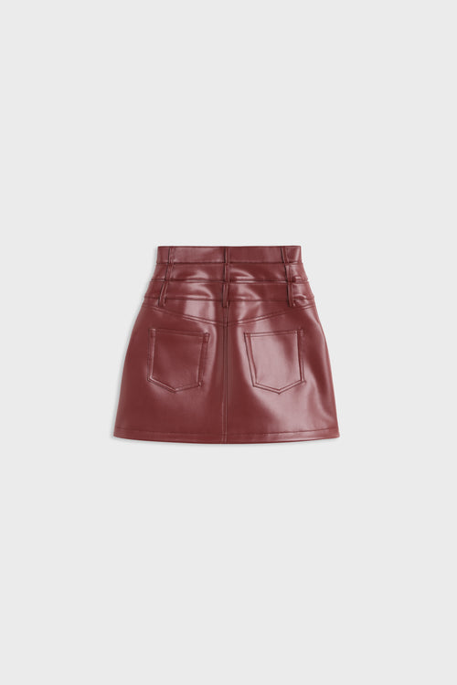 MULTI-LAYERED LEATHER MINI SKIRT