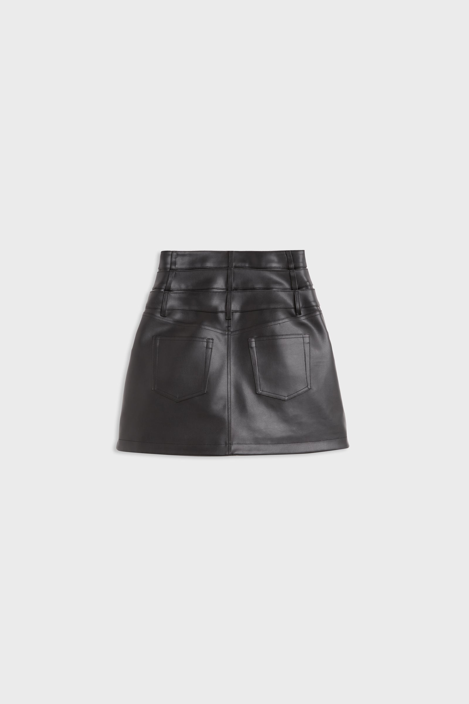 MULTI-LAYERED LEATHER MINI SKIRT