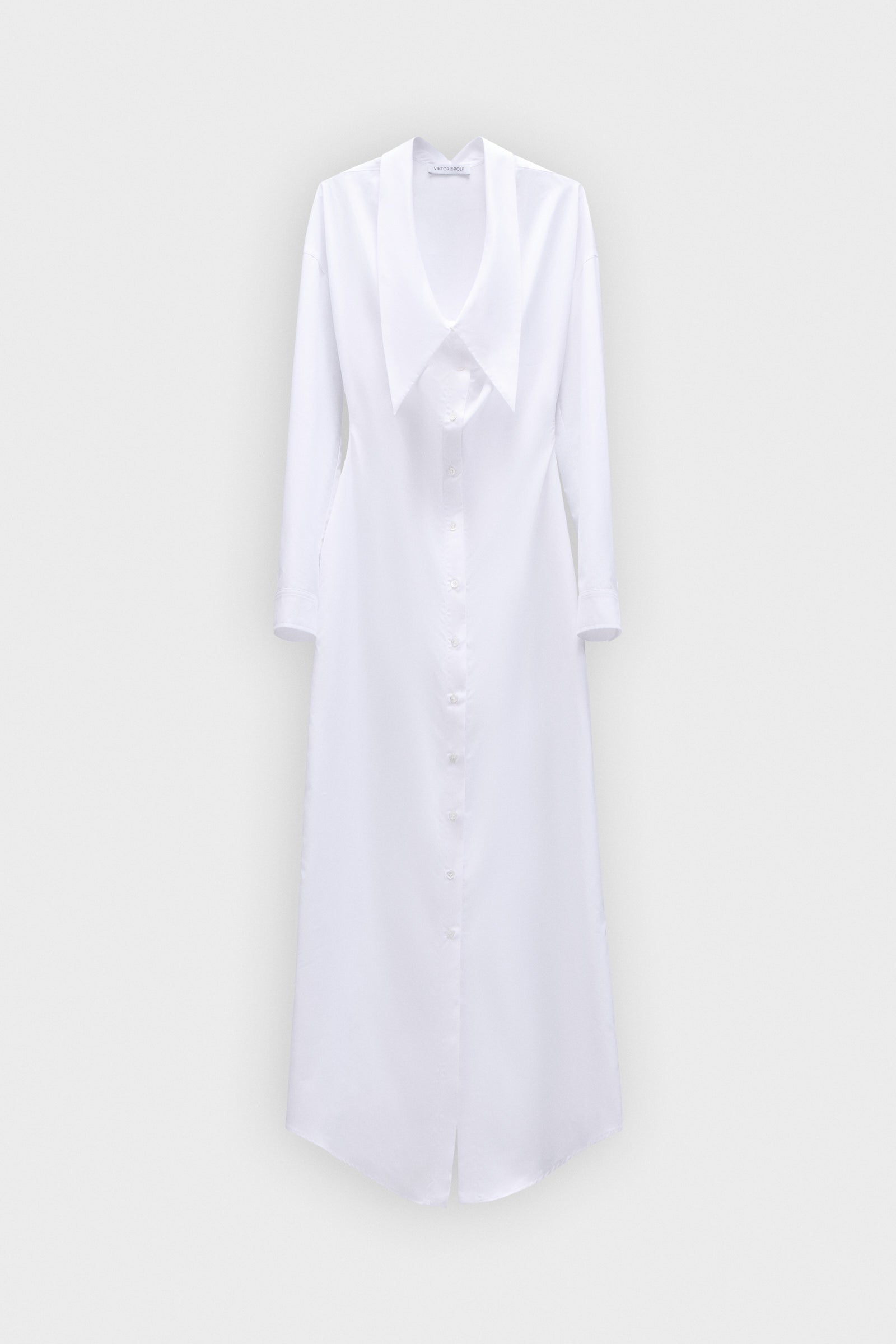 DRAGGED NECKLINE POPLIN SHIRT DRESS