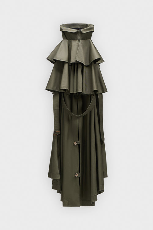 BOW DRAPE GABARDINE BALL GOWN