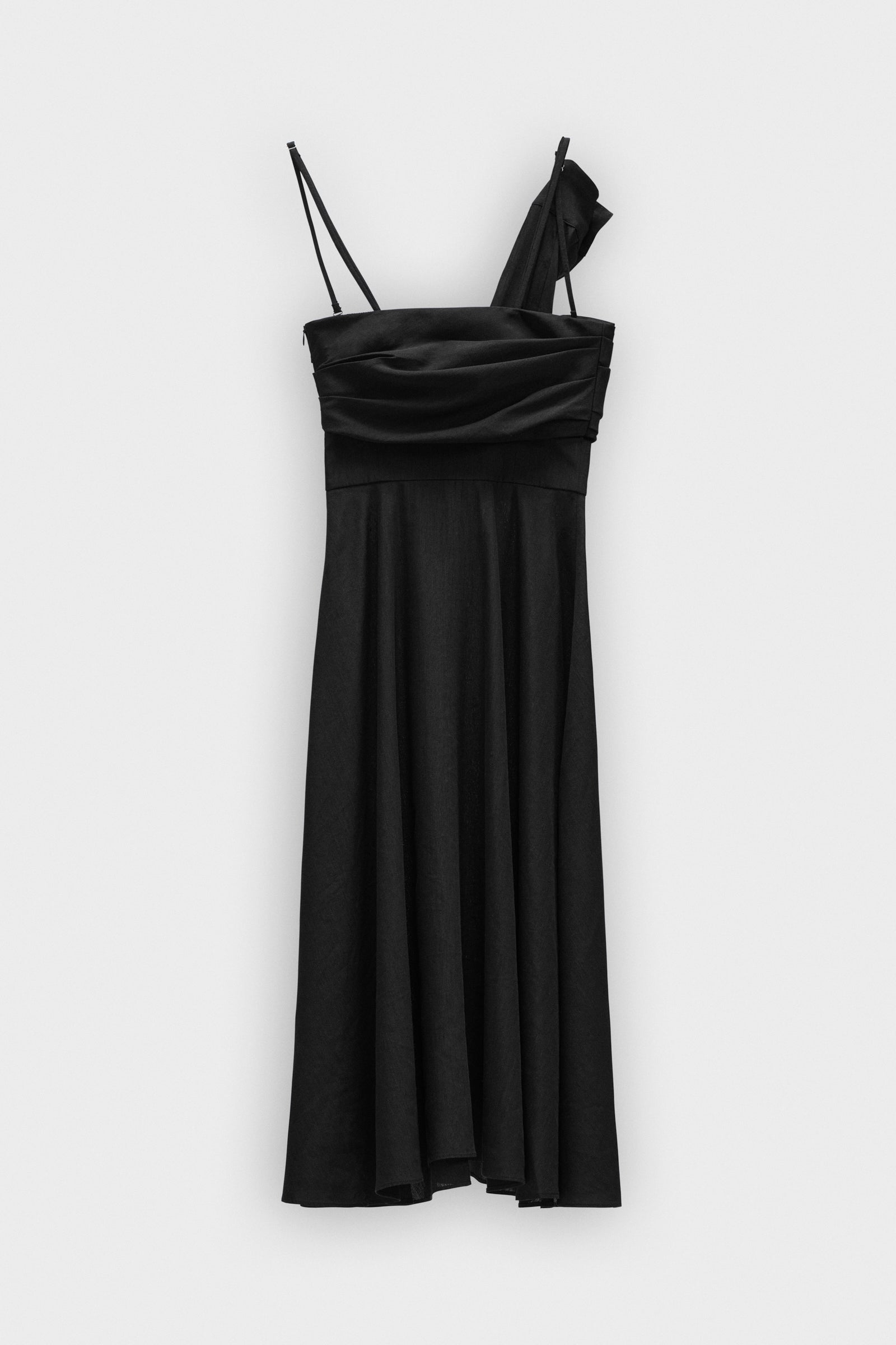 SLEEVE TIE FLARE POPLIN DRESS