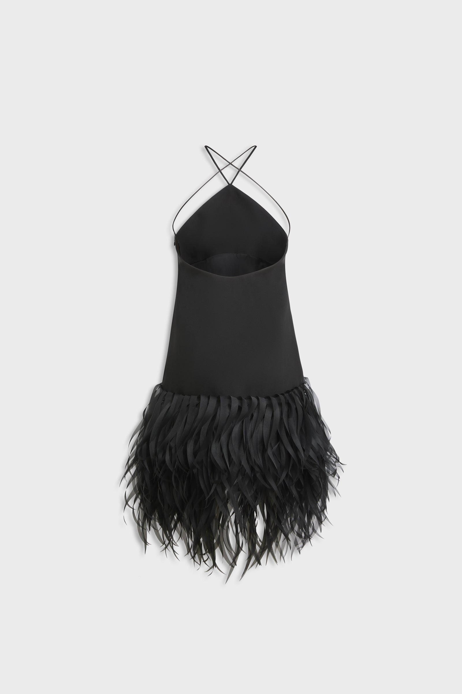 FEATHER HEM MINI DRESS