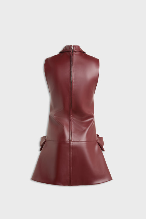 Leren mini-jurk met zakken