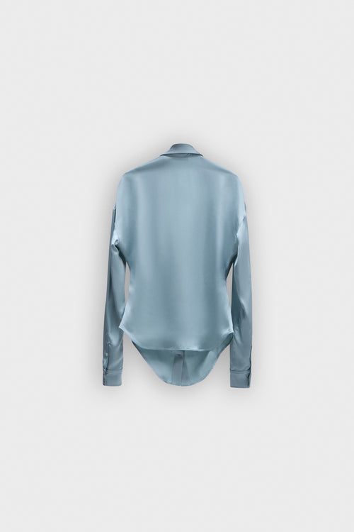 DRAGGED NECK SATIN SHIRT