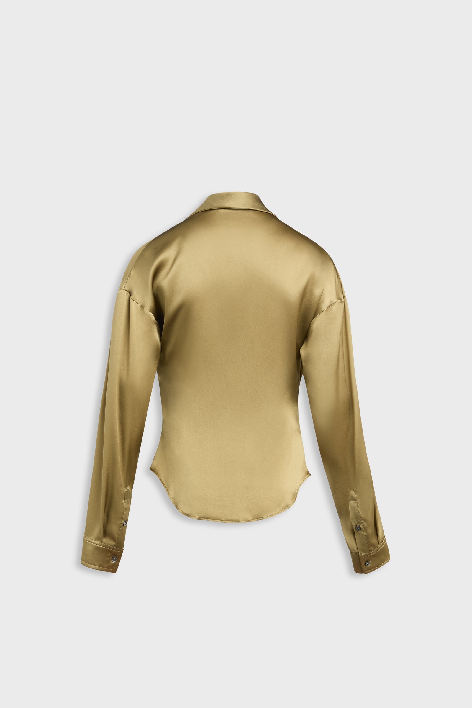 DRAGGED NECK PUSSY BOW SHIRT