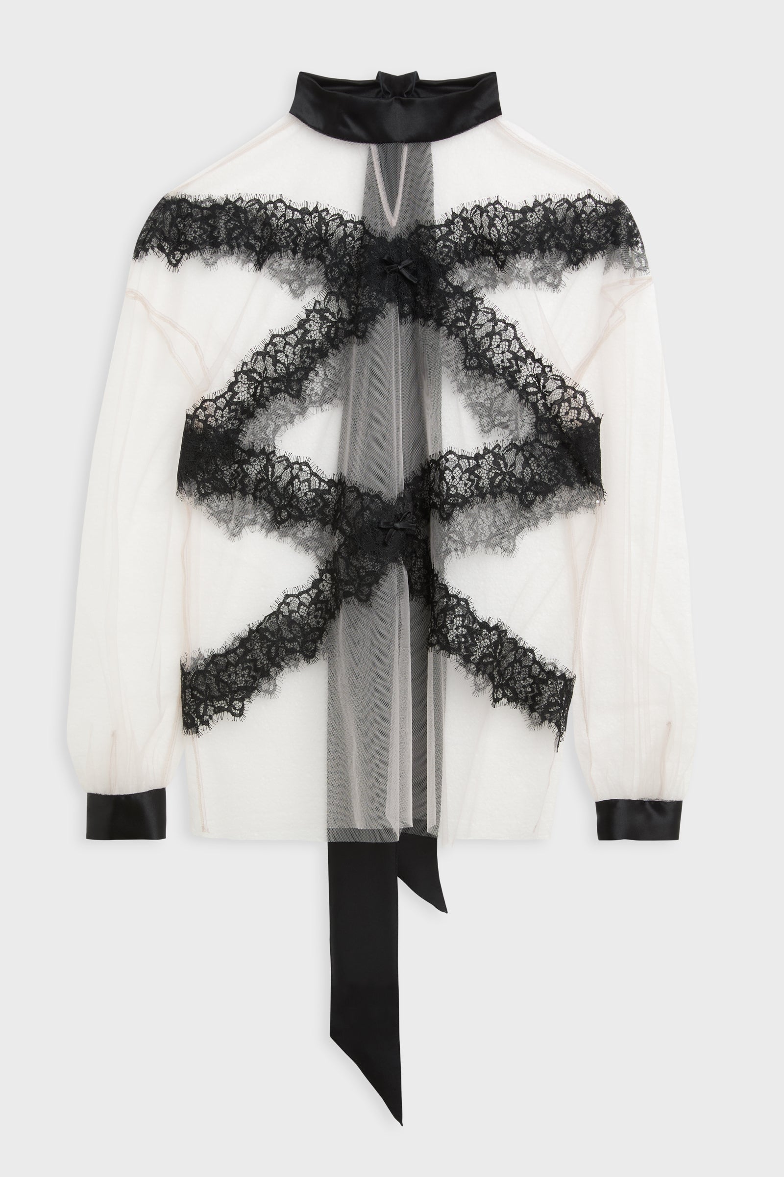 TULLE & LACE LONG SLEEVE BLOUSE
