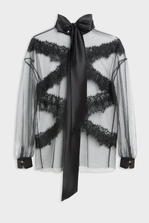 TULLE & LACE LONG SLEEVE BLOUSE