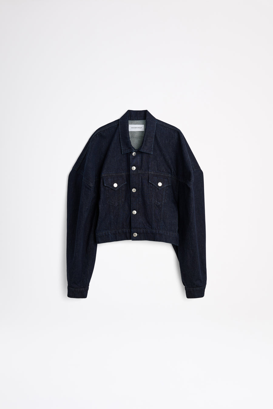 Dark denim jacket on a white background