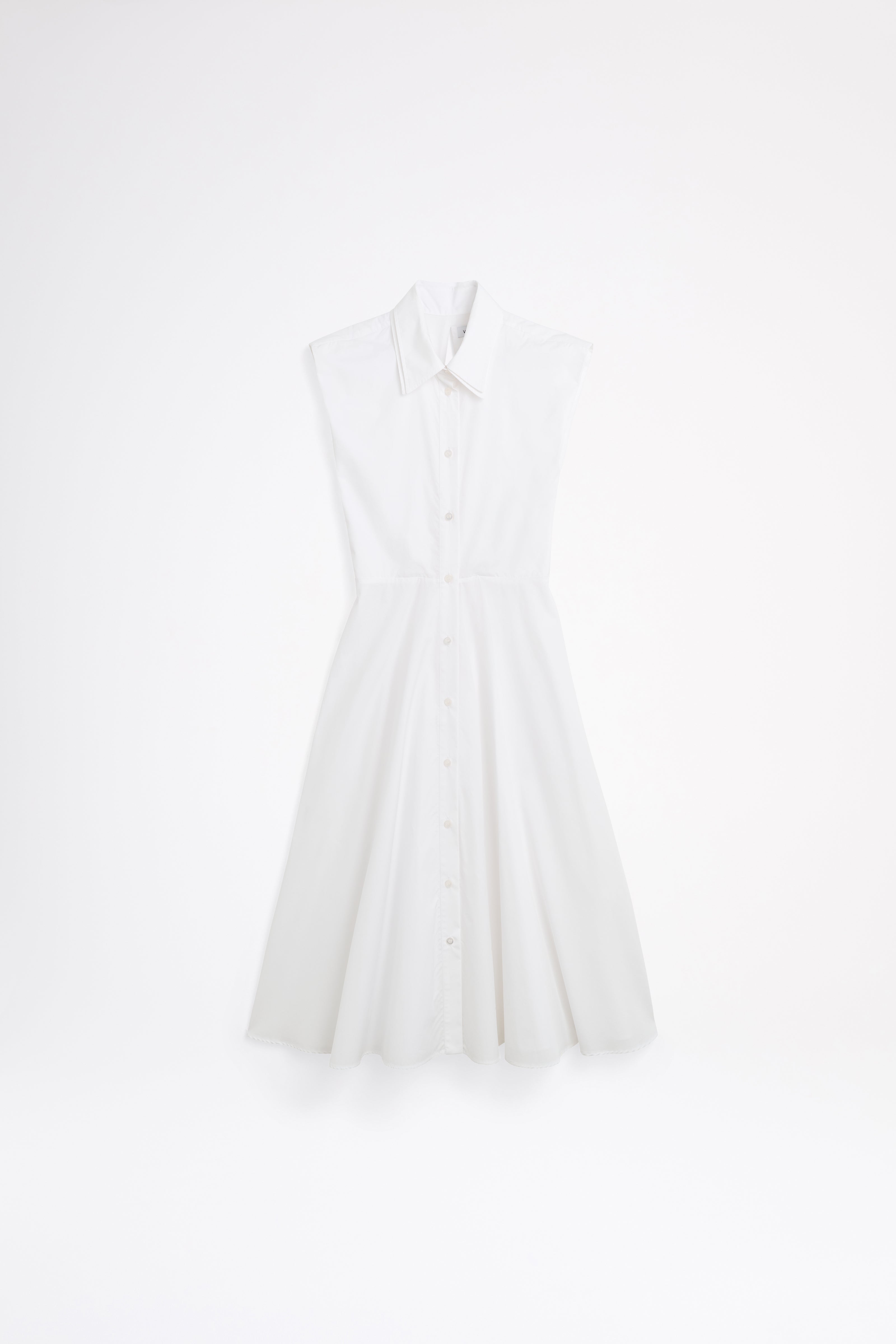 White sleeveless dress on a white background