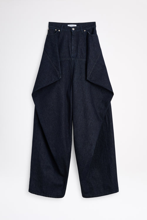 Black wide-leg pants on a white background