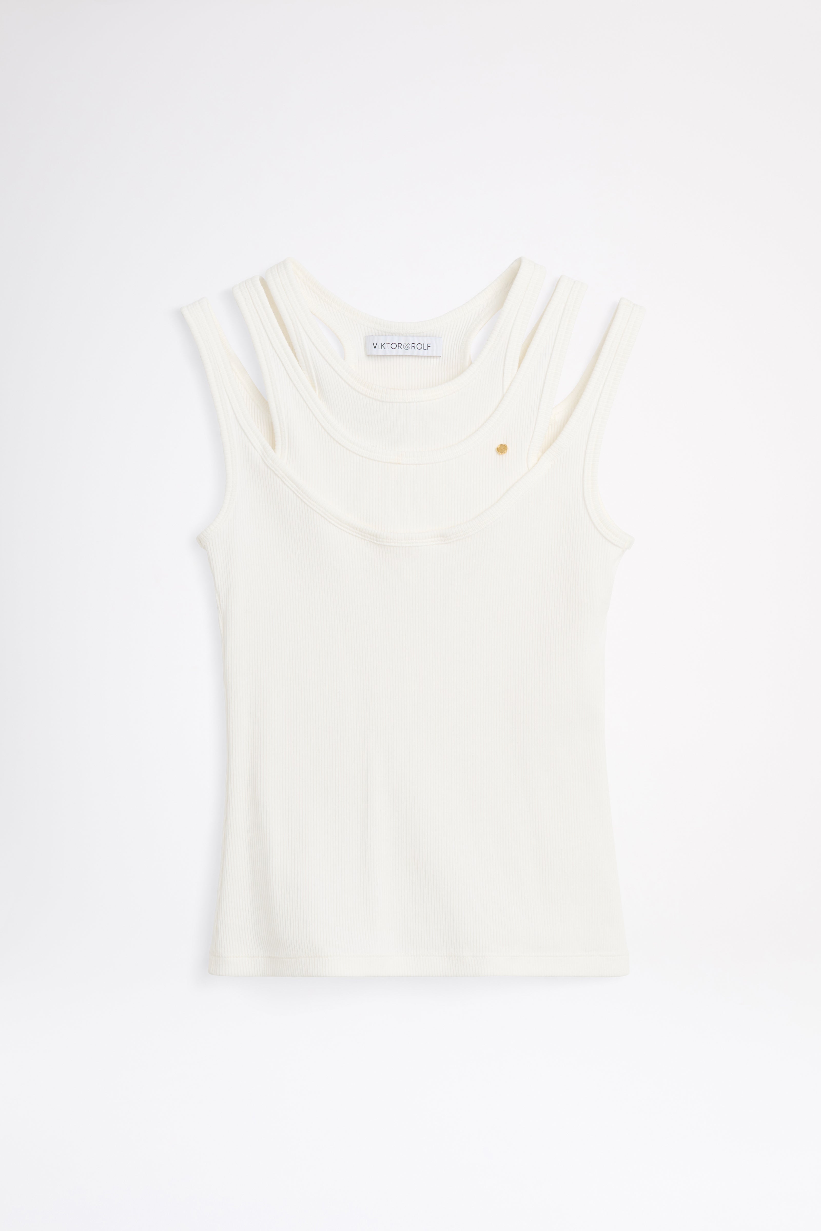 White sleeveless top on a light gray background