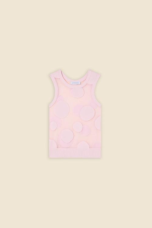 The classic pattern of the top is given a modern twist with intricate polka dot hole design on knit jacquard
