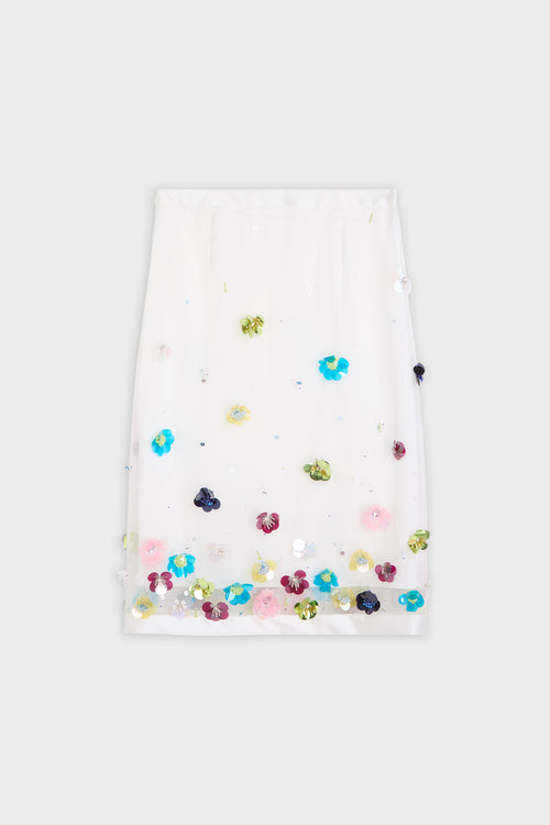 EMBROIDERY SILK MIDI SKIRT