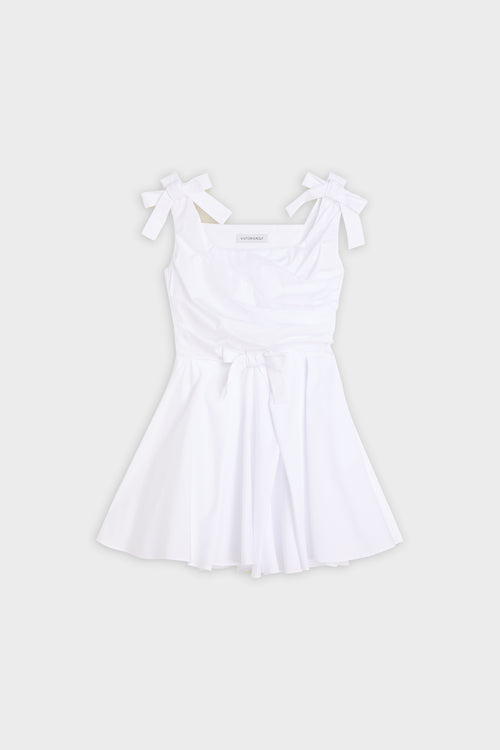 PLEATED POPLIN MINI DRESS