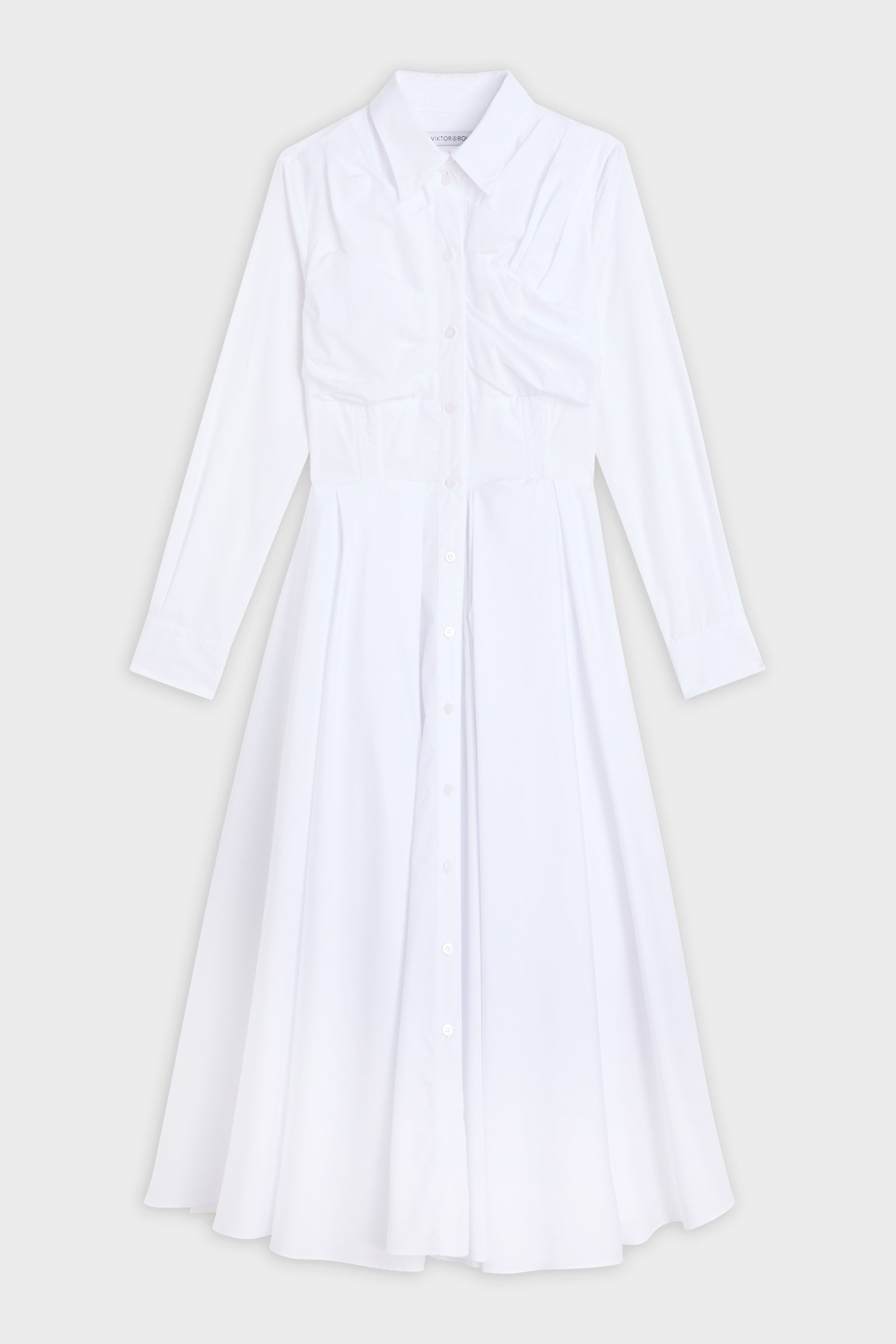PLEATED POPLIN SHIRT DRESS