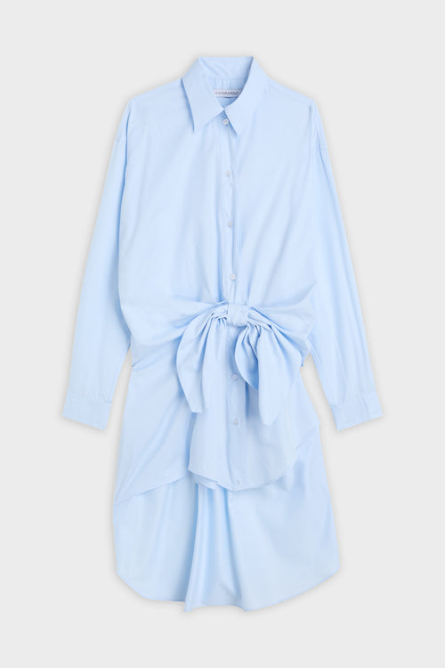 KNOTTED POPLIN SHIRT DRESS