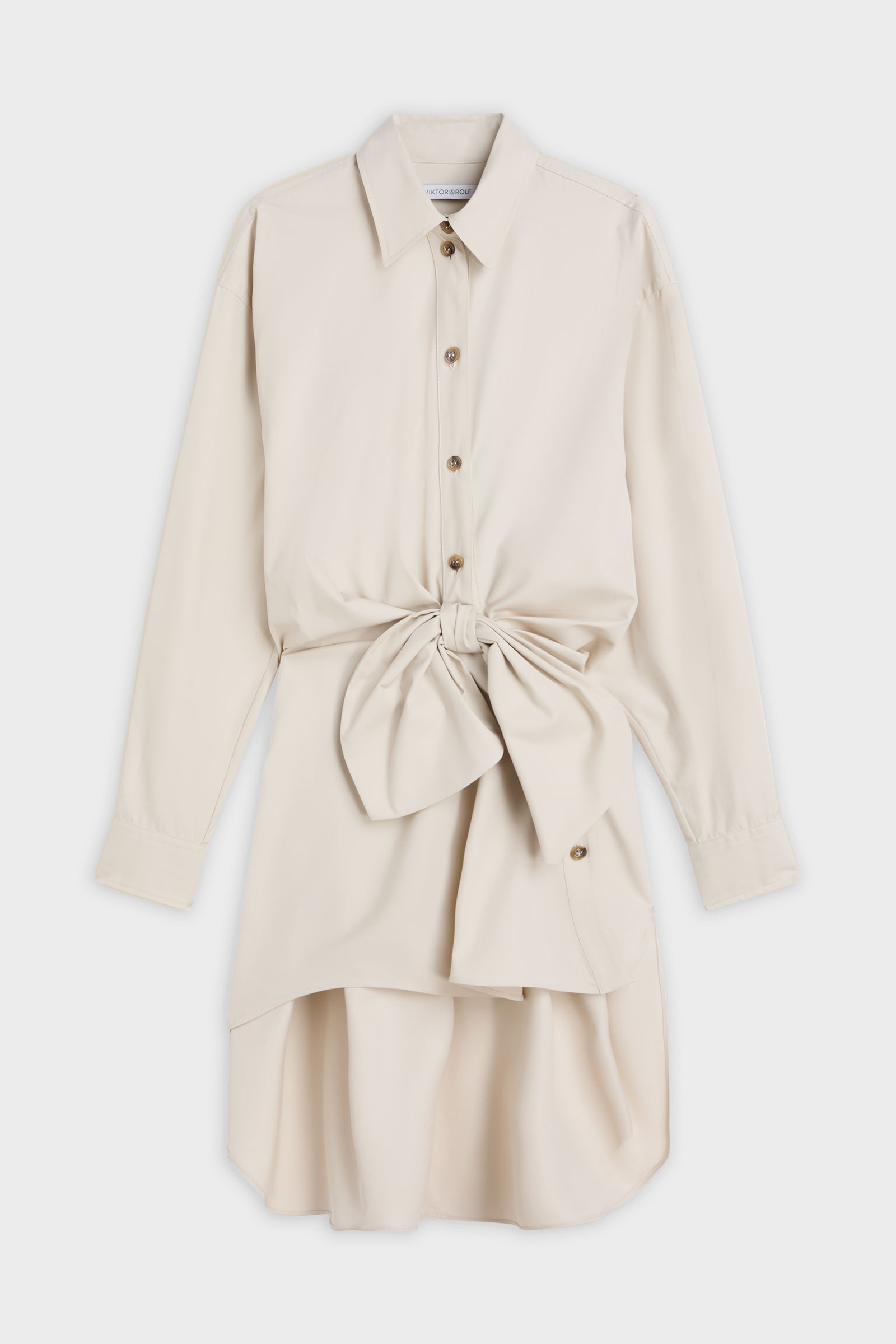 KNOTTED GABARDINE SHIRT DRESS
