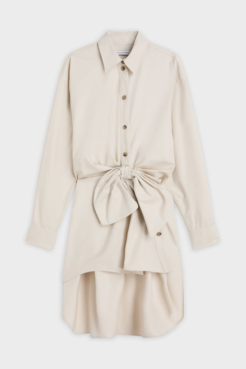 KNOTTED GABARDINE SHIRT DRESS