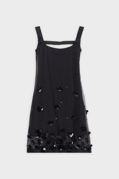 EMBROIDERY SILK MINI DRESS