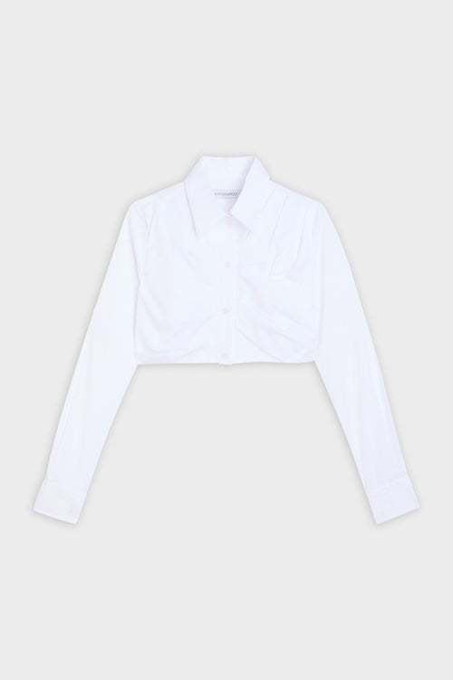 PLEATED POPLIN SHIRT