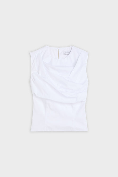 PLEATED POPLIN BLOUSE