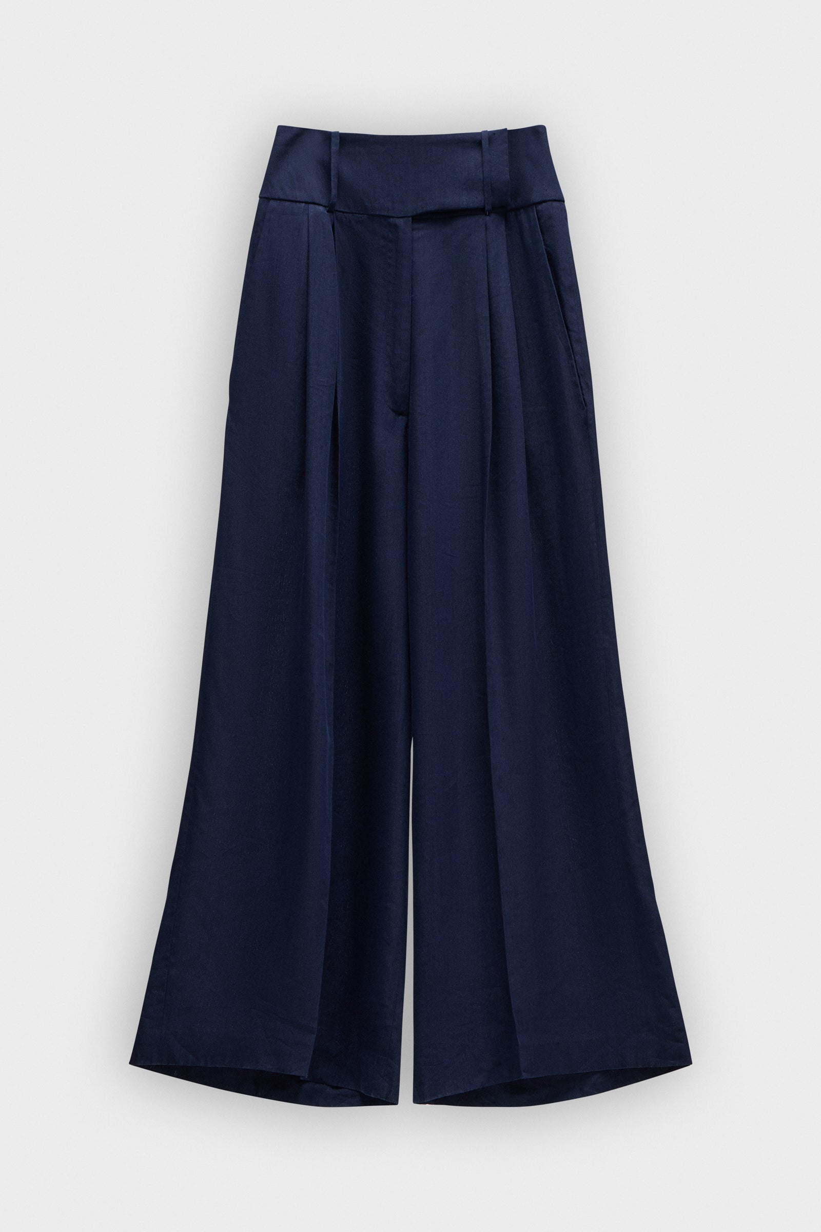 DRAGGED LINEN-SILK BLEND TROUSERS